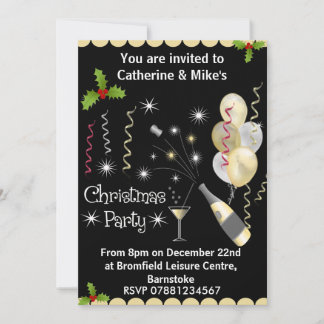 Invitation à la fête de Noël - Noir & Or