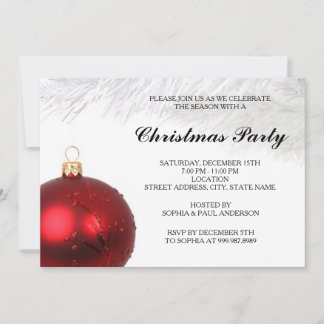 Invitation à la fête de Noël Red Bauble