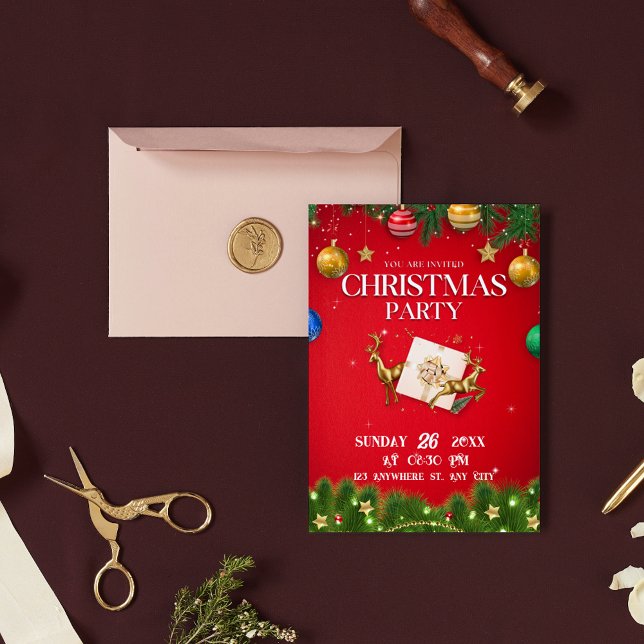Invitation à la fête de Noël Red Modern (Créateur téléchargé)