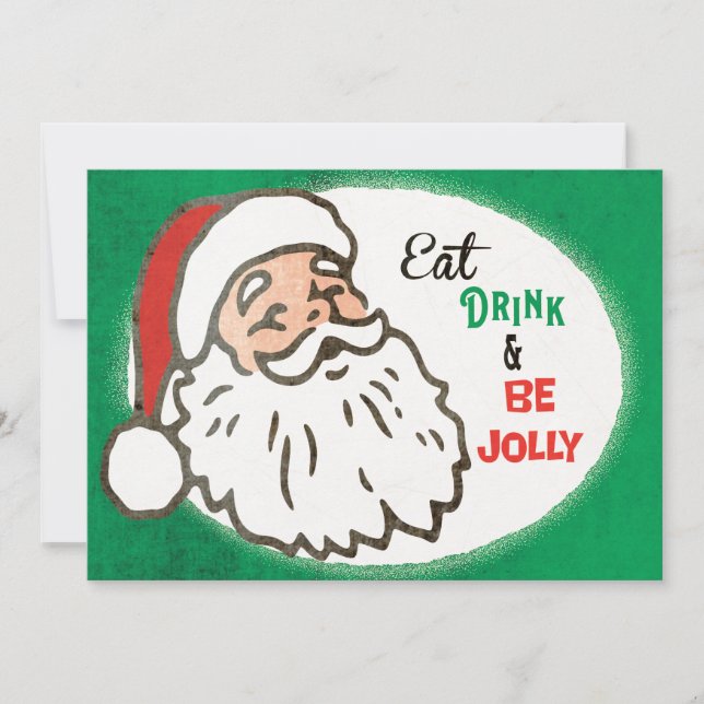 Invitation à la fête de Noël rétro Jolly Santa (Devant)