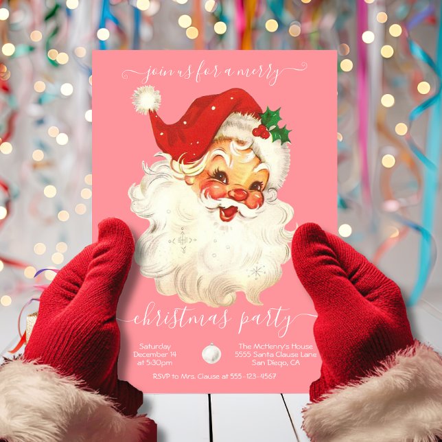 Invitation à la fête de Noël Retro Père Noël moder (Créateur téléchargé)