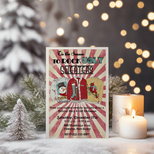 Invitation à la fête de Noël Retro Ugly Sweater