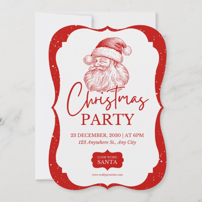 Invitation à la fête de Noël rouge avec le Père No (Dos)