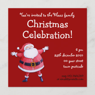 Invitation à la fête de Noël rouge du Père Noël