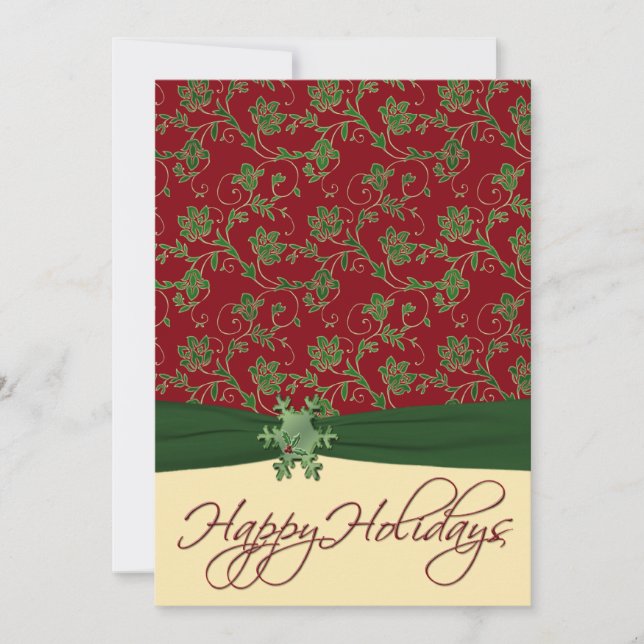 Invitation à la fête de Noël rouge, verte et crème (Devant)