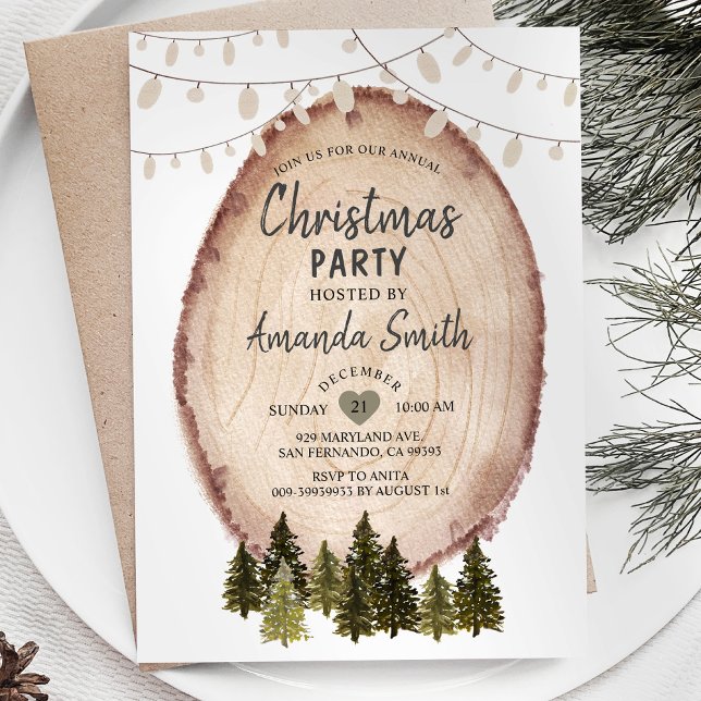Invitation à la fête de Noël rustique en forêt hiv (Créateur téléchargé)