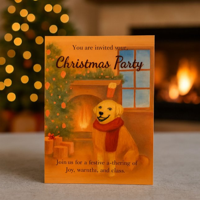 Invitation à la fête de Noël | Scène de chien conf (Cozy charm in every zazzlemade invite #zazzlemade #christmasparty)