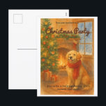 Invitation à la fête de Noël · Scène de chien conf<br><div class="desc">Invitation chaleureuse pour les fêtes de fin d'année avec cheminée,  sapin et chien en écharpe - parfaite pour les rassemblements festifs. Charme créé sur Zazzle.</div>