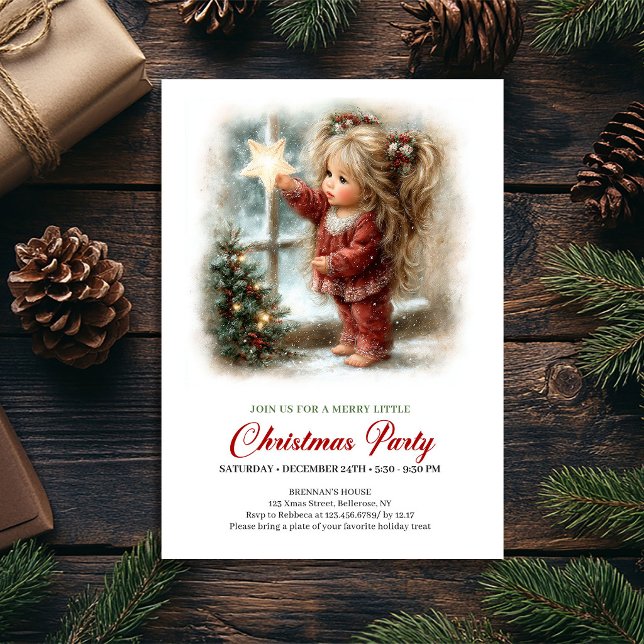 Invitation à la fête de Noël Scène de vacances rus (Christmas Celebration Invite Rustic Holiday Scene Art)