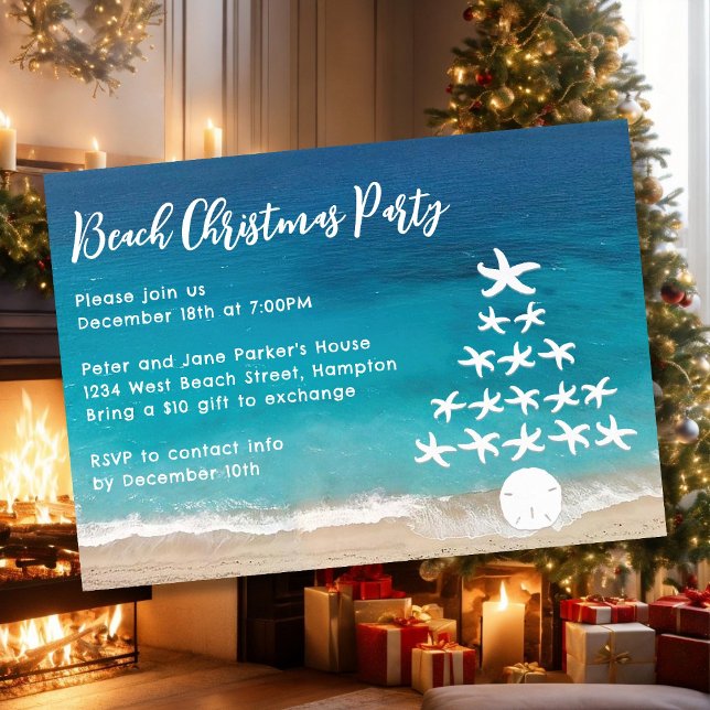 Invitation à la fête de Noël sur la plage de l'arb (Créateur téléchargé)