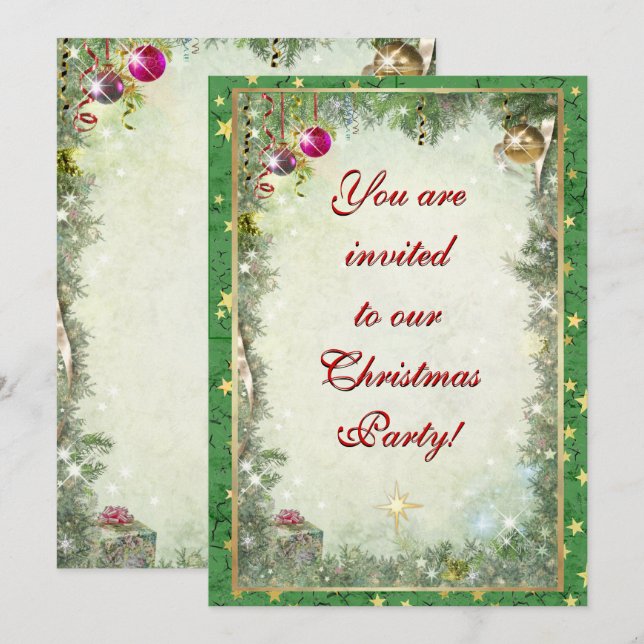 Invitation à la fête de Noël (tout le texte person (Devant / Derrière)