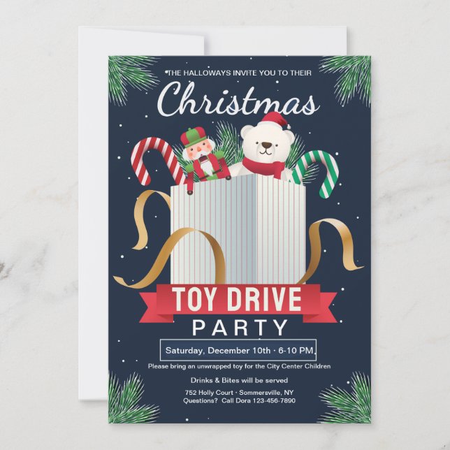 Invitation à la fête de Noël Toy Drive (Devant)