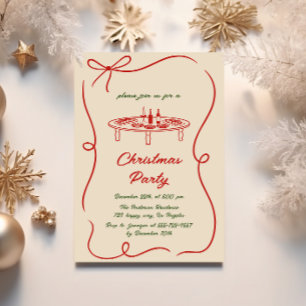Invitation à la fête de Noël vintage Cream & Red