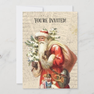 Invitation à la fête de Noël Vintage Père Noël