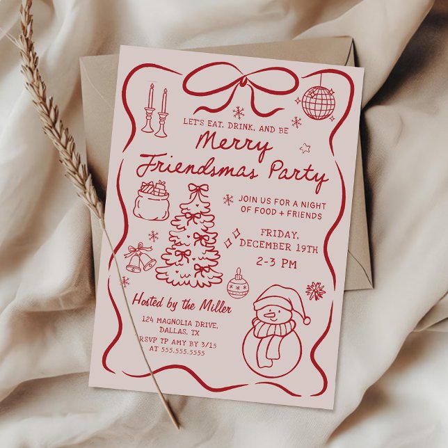 Invitation à la fête de Noël Whimsical Friendsmas (Créateur téléchargé)