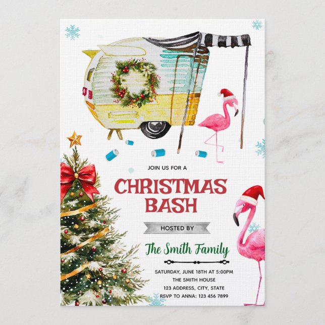 Invitation à la fête de Noël White Trash Bash (Devant)