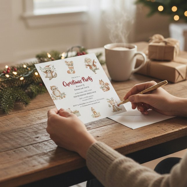 Invitation à la fête de Noël Woodland Whimsy (Créateur téléchargé)