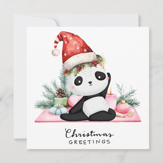 Invitation à la fête de Noël Yoga Santa Panda (Devant)