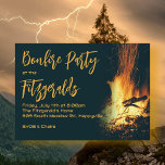 Invitation à la fête de nuit Bonfire<br><div class="desc">Jardin bonfire modèle invitation fête. Une conception incendie avec un arrière - plan bleu foncé et un texte jaune-orange. Le titre de la partie et le nom / le texte de l'emplacement est un gros script. Cette invitation horizontale est parfaite pour un rassemblement décontracté avec des amis ou pour célébrer...</div>
