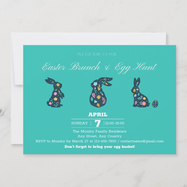 Invitation à la fête de Pâques Brunch de Pâques &  (Devant)