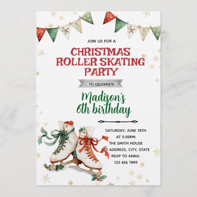 Invitation à la fête de patinage sur glace de Noël (Devant)