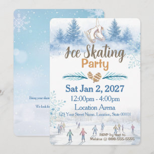 Invitation à la fête de patinage sur glace d'hiver