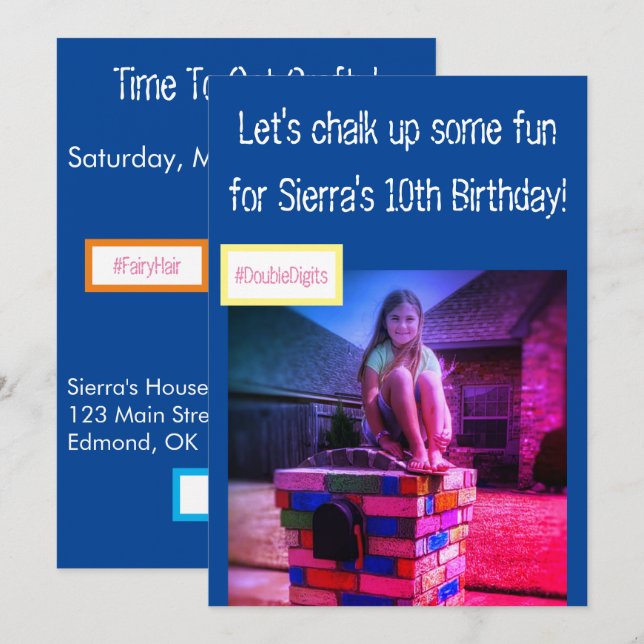 Invitation à la fête de peinture à la craie Crafty (Devant / Derrière)