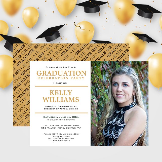 Invitation à la fête de photos de remise de diplôm (Graduation Photo Party Invitation)