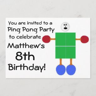 Invitation à la fête de Ping Pong Anniversaire