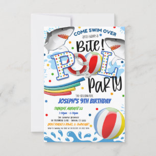 Invitation à la fête de piscine Shark Attack