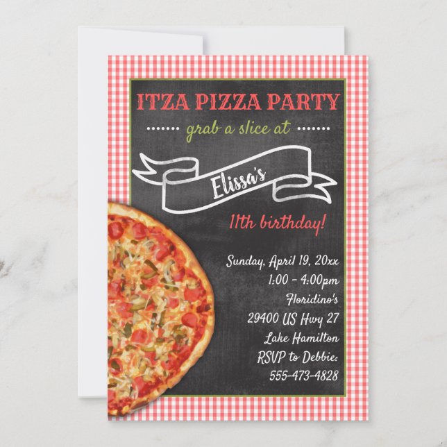 Invitation à la fête de Pizza (Devant)