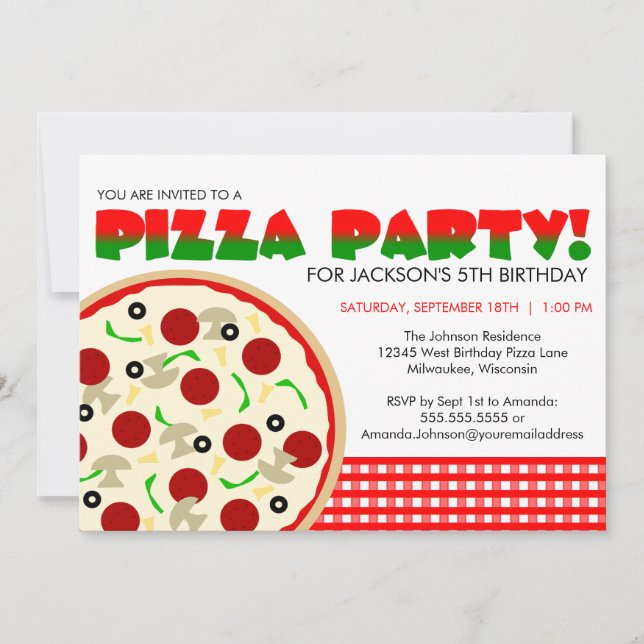 Invitation à la fête de Pizza (Devant)