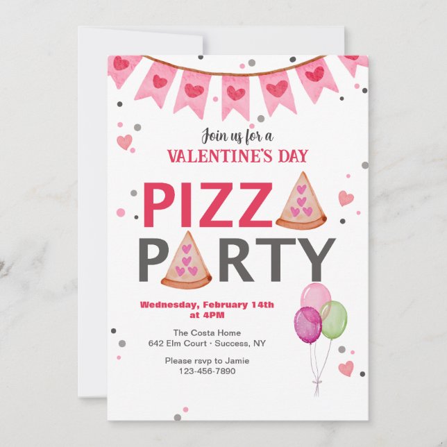 Invitation à la fête de pizza de la Saint-Valentin (Devant)