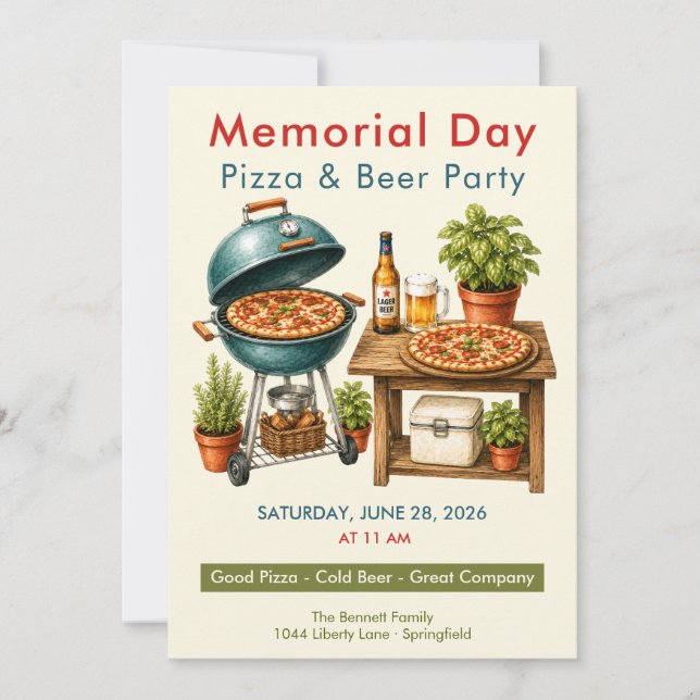 Invitation à la fête de pizza et de bière du Memor (Devant)