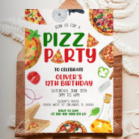 Invitation à la fête de pizza, Pizza Anniversaire 