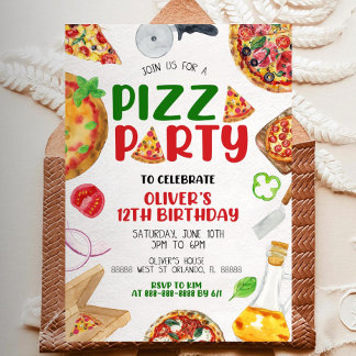 Invitation à la fête de pizza, Pizza Anniversaire
