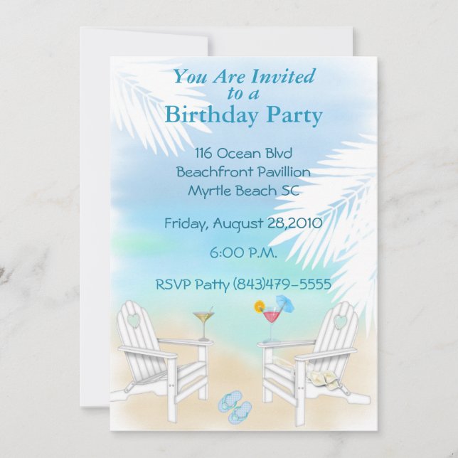 Invitation à la fête de plage (Devant)
