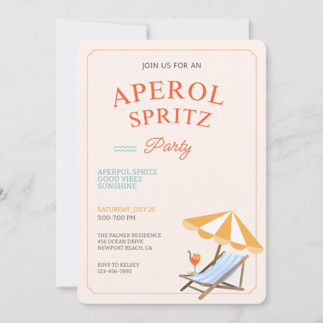Invitation à la fête de plage Aperol Spritz (Devant)