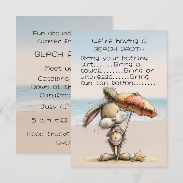 Invitation à la fête de plage d'amis (Devant / Derrière)