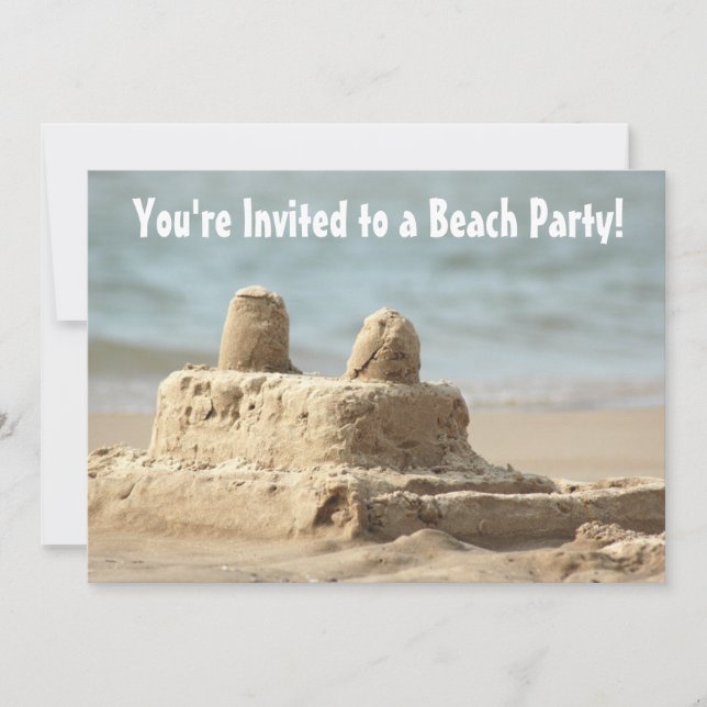 Invitation à la fête de plage de Sandcastle pour e (Devant)
