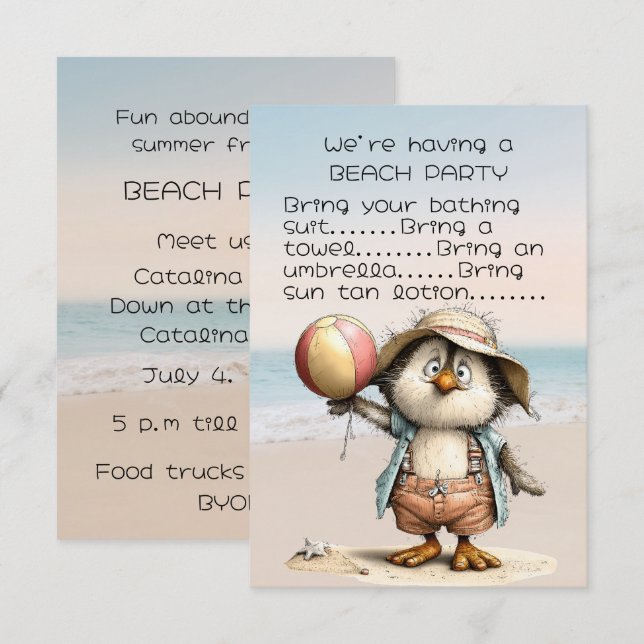 Invitation à la fête de plage d'un ami (Devant / Derrière)