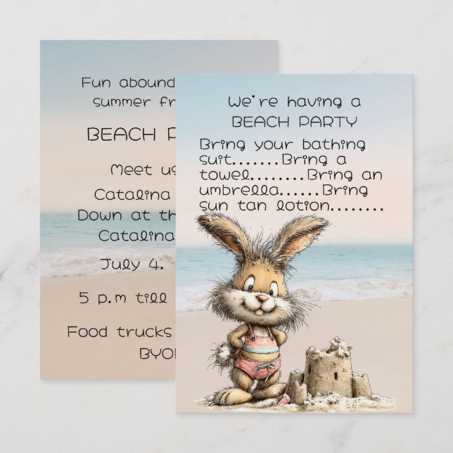 Invitation à la fête de plage d'un ami (Devant / Derrière)