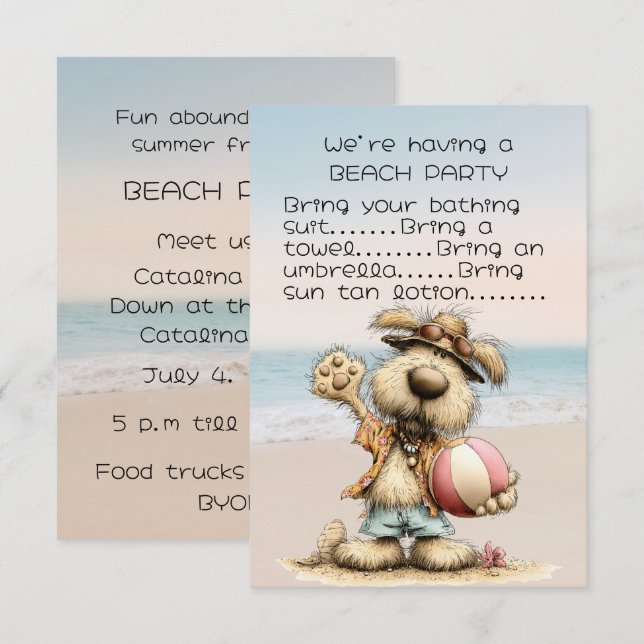 Invitation à la fête de plage d'un ami (Devant / Derrière)