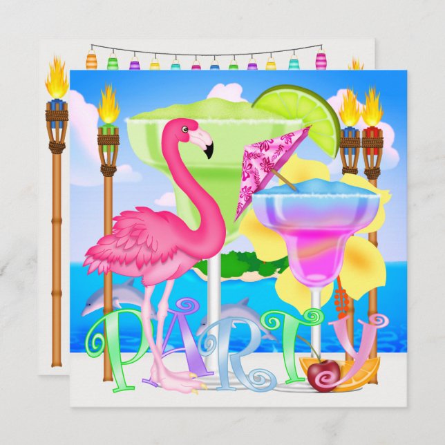 Invitation à la fête de plage paradisiaque / Luau (Devant / Derrière)