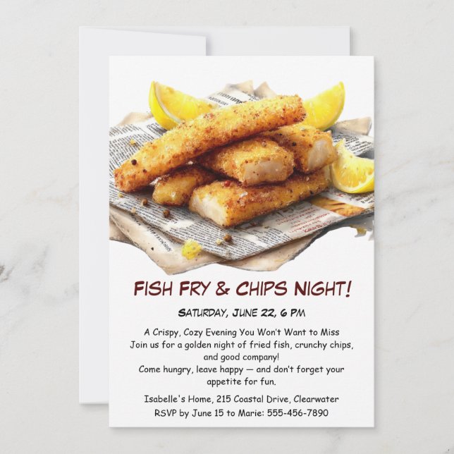 Invitation à la Fête de Poisson Frit & Chips – Inv (Devant)