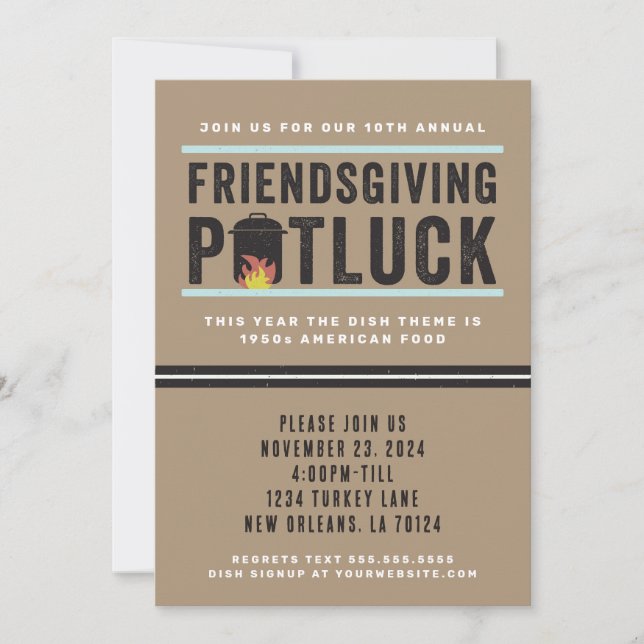 Invitation à la fête de potluck Friendsgiving (Devant)