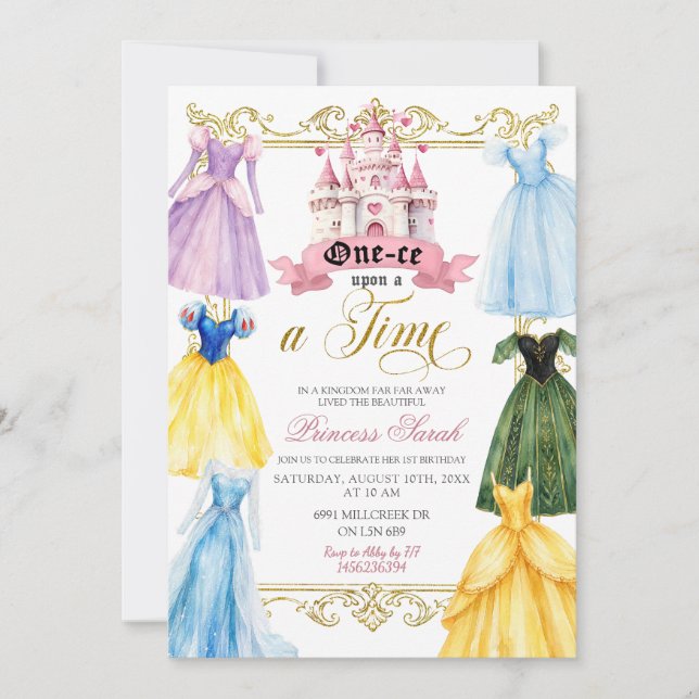 Invitation à la fête de princesse Il était une foi (Devant)