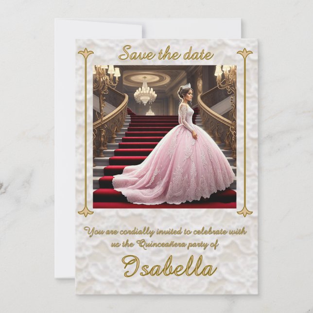 " INVITATION À LA FÊTE DE QUINCEANERA " (Devant)