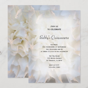 Invitation à la fête de Quinceañera Floral blanc