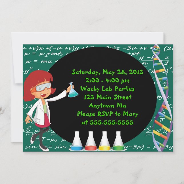 Invitation à la Fête de Redhead Girl Mad Scientist (Devant)